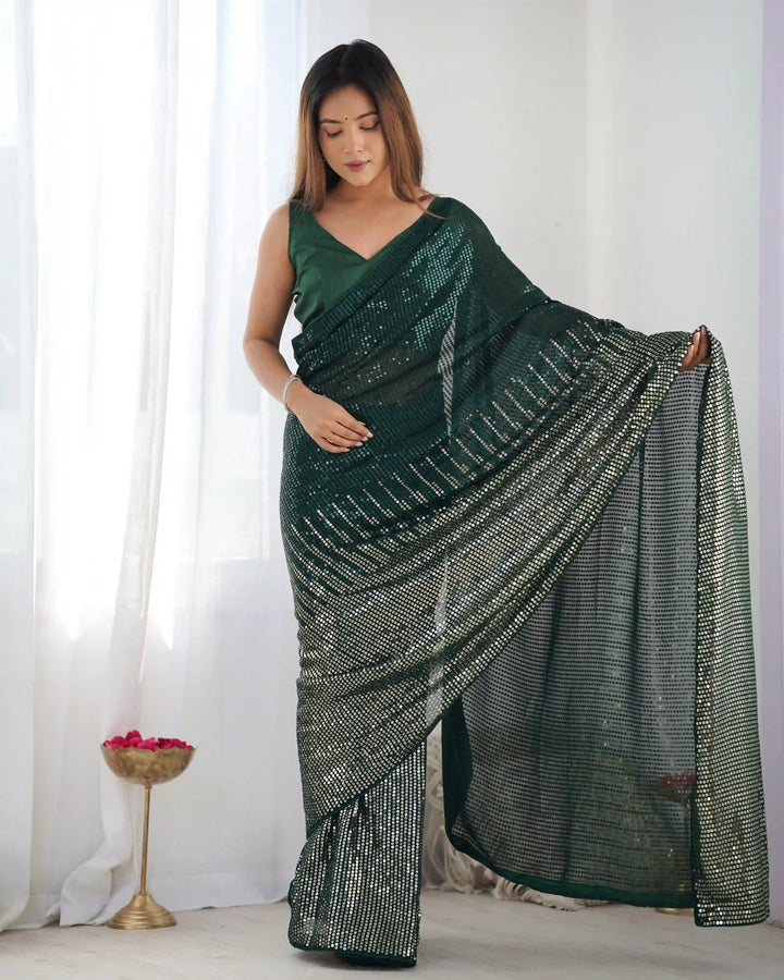 Glamorous Georgette Saree | Luxe Sequin Embroidery for Special Occasions