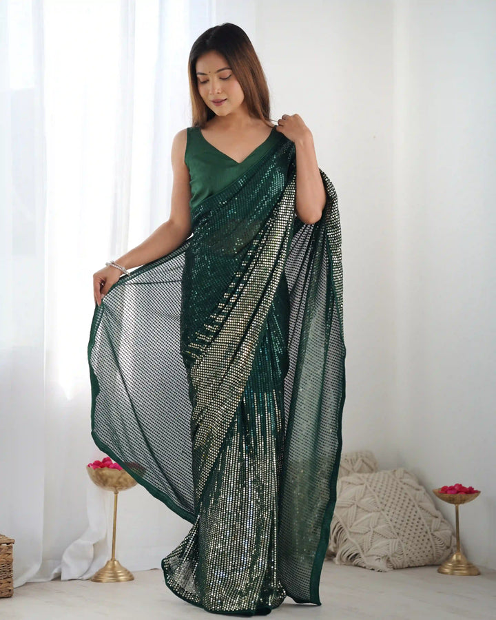 Glamorous Georgette Saree | Luxe Sequin Embroidery for Special Occasions
