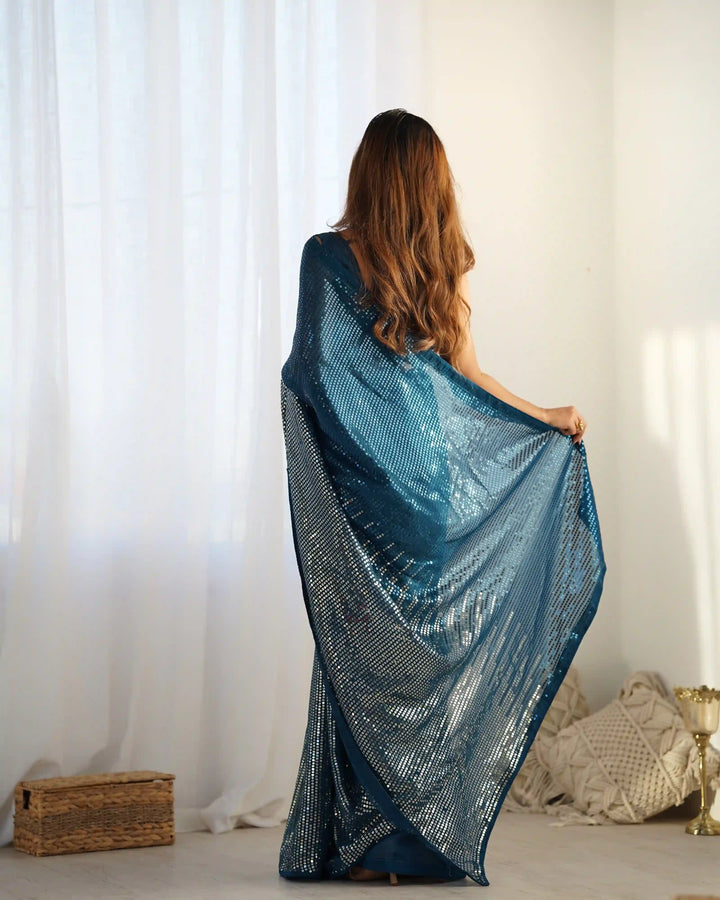 Glamorous Georgette Saree | Luxe Sequin Embroidery for Special Occasions