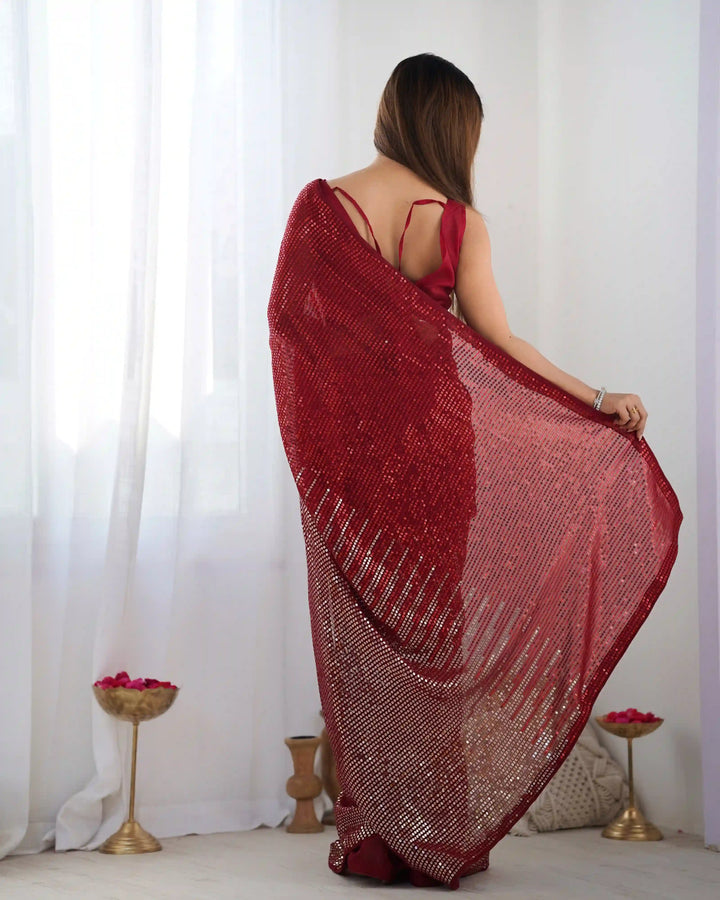 Glamorous Georgette Saree | Luxe Sequin Embroidery for Special Occasions
