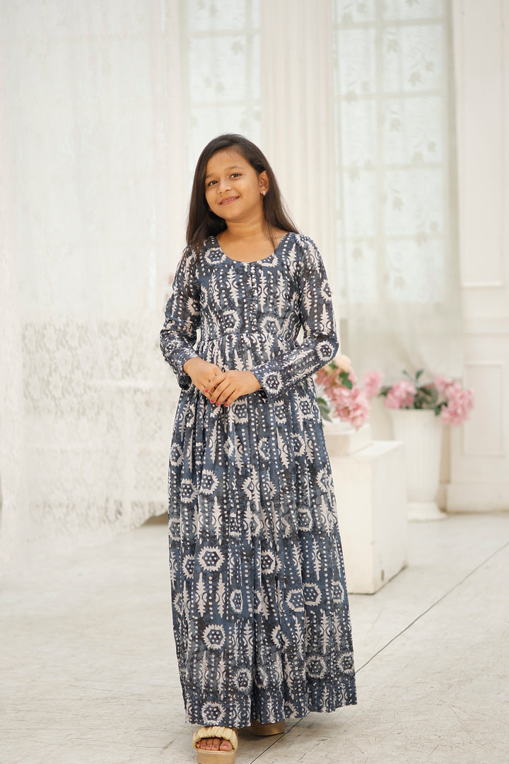 Designer Kids Gown Faux Georgette with Cotton Inner | Festive & Party Wear