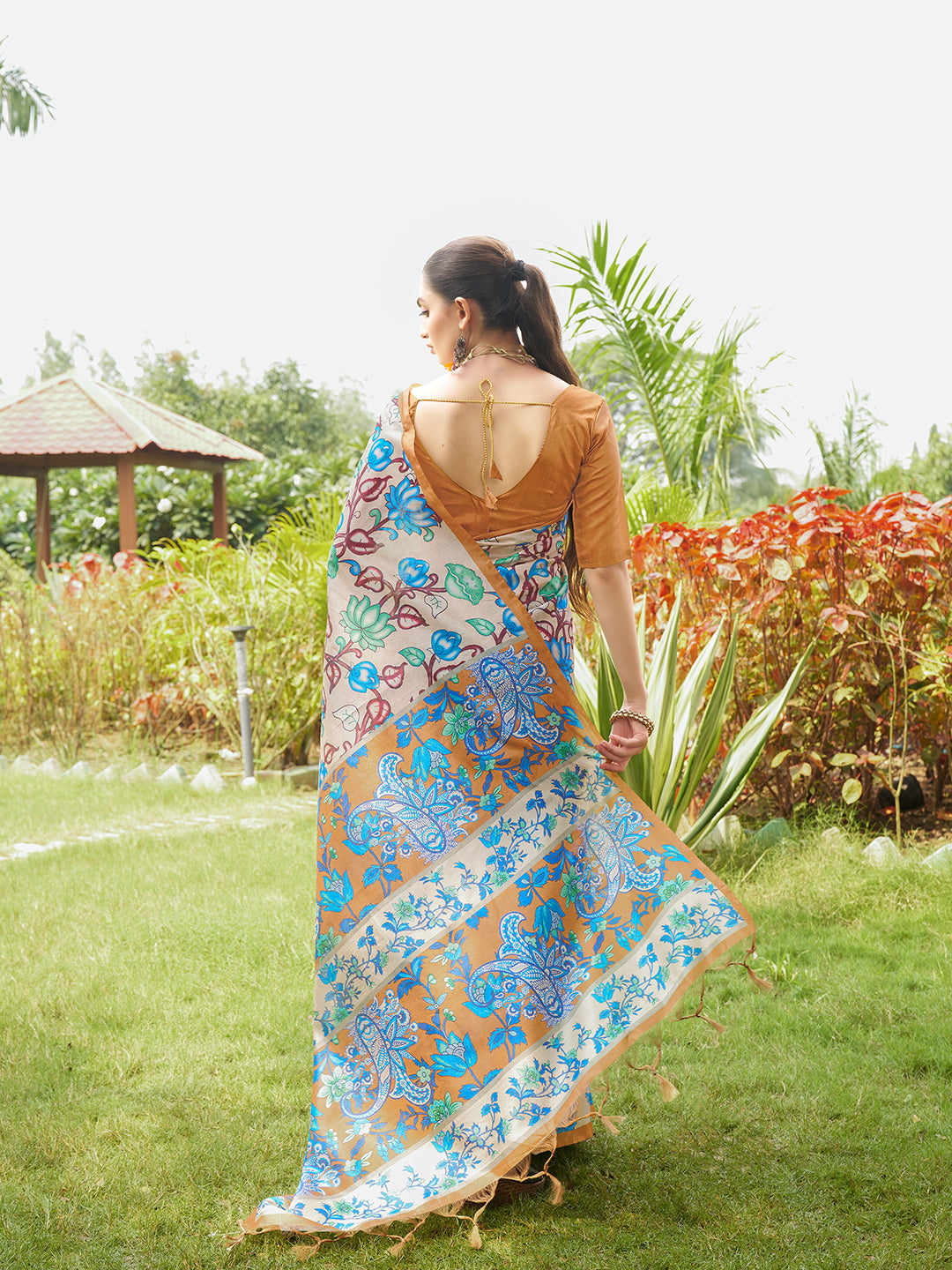 Kalamkari Printed Tussar Silk Saree | Traditional Festive Wear