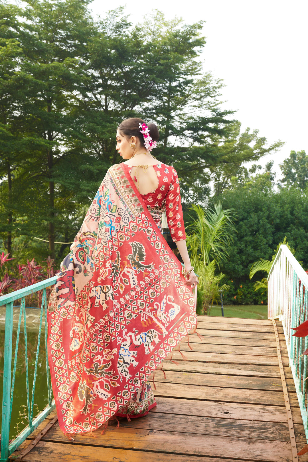 Classic Maroon Silk Saree | Designer Patola Print with Elegance