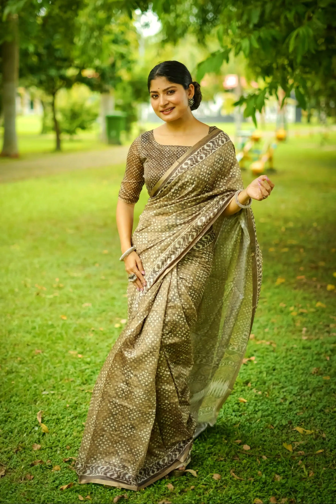 Light Green Cotton Saree | Designer Digital Print Elegant Festive Wear