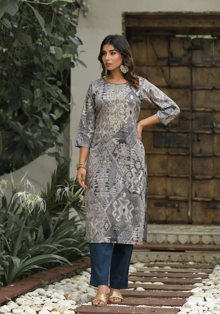 Graceful Brown Jam Cotton Top with Cambric Cotton Bottom | Charming Silk Dupatta