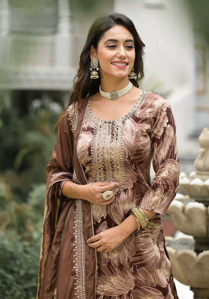 Chic Sea Blue Jam Cotton and Cambric Cotton Combination | Enhanced by a Beautiful Silk Dupatta