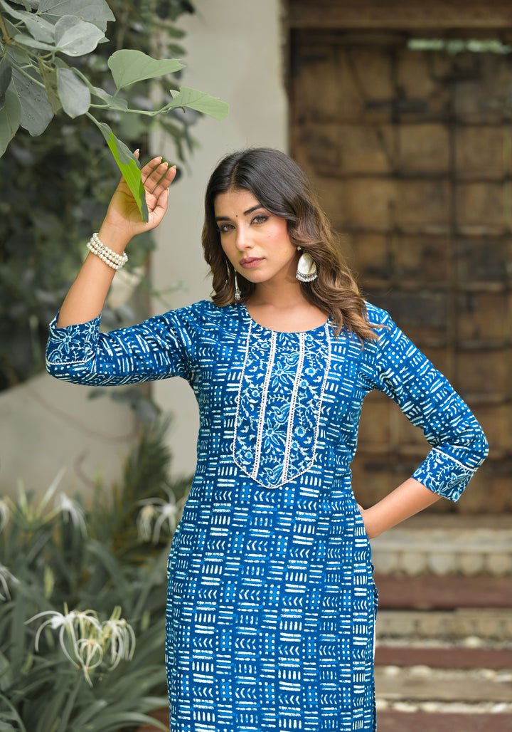 Chic Cotton Kurti for Women | Unique Printed & Mirror Detailing for Events