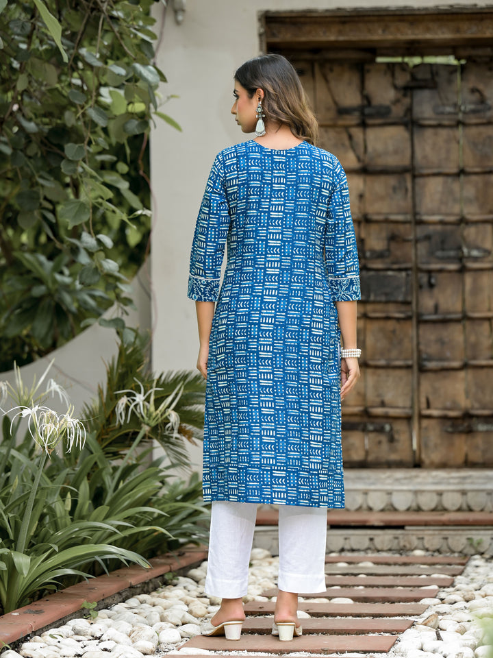 Chic Cotton Kurti for Women | Unique Printed & Mirror Detailing for Events