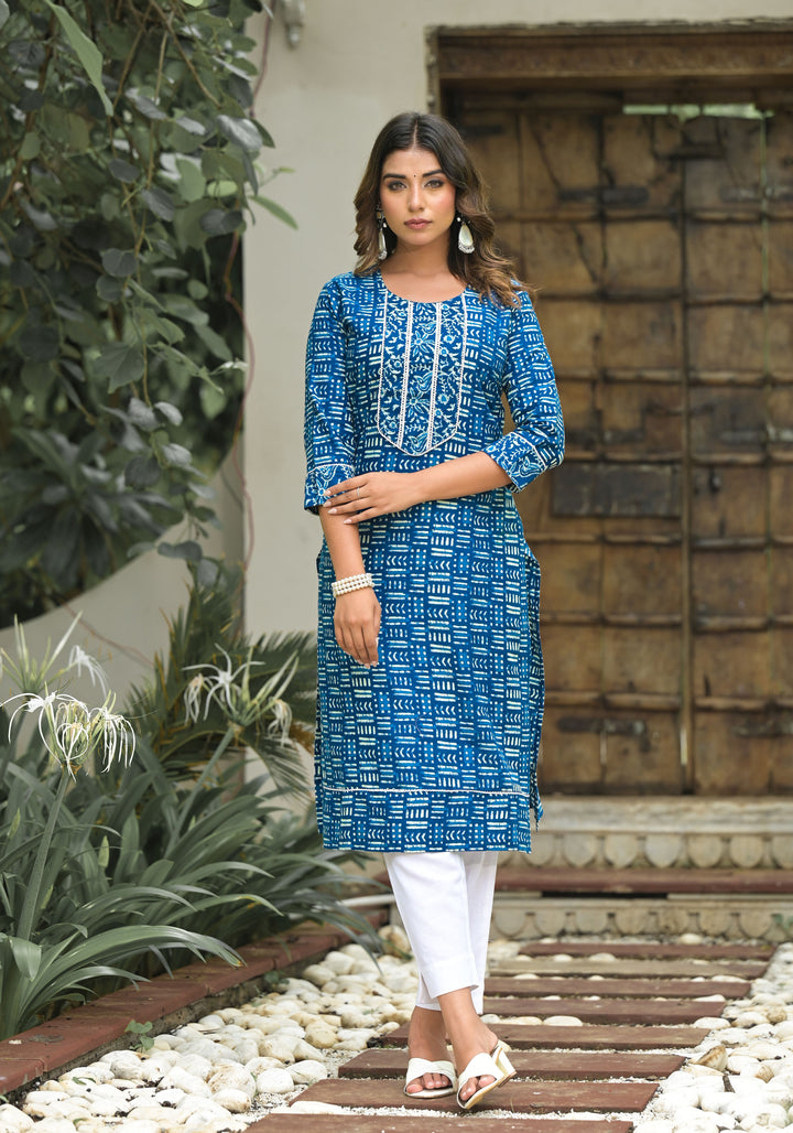 Chic Cotton Kurti for Women | Unique Printed & Mirror Detailing for Events