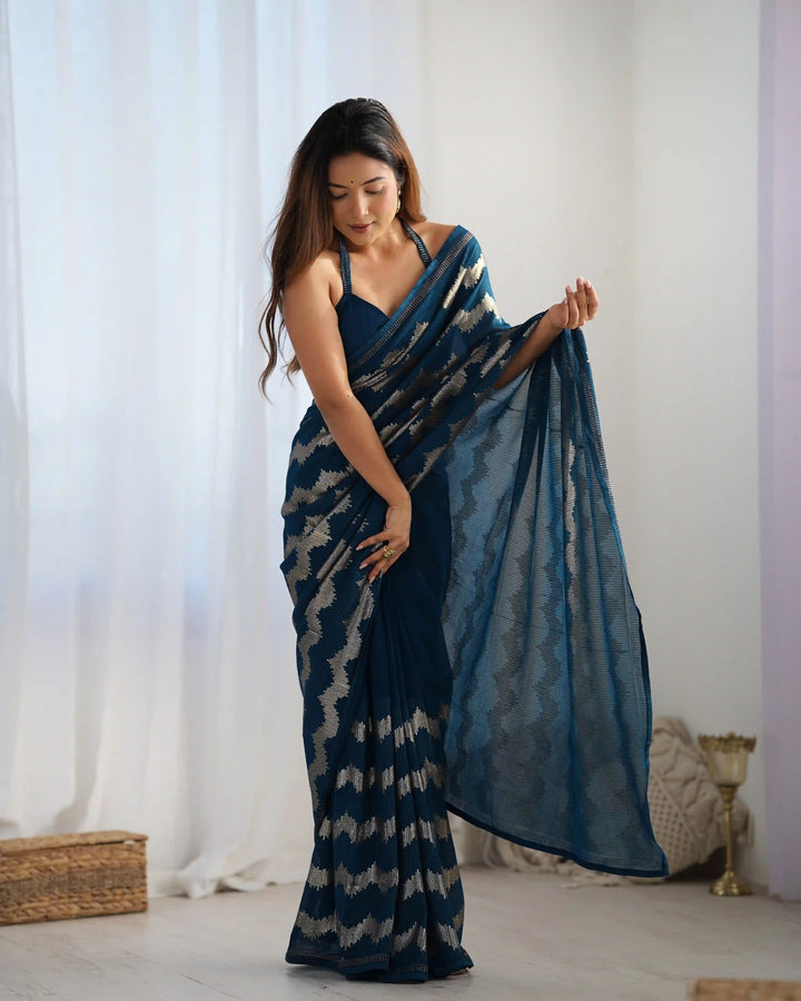 Stylish Georgette Saree | Mono Banglori Blouse Embroidered Border