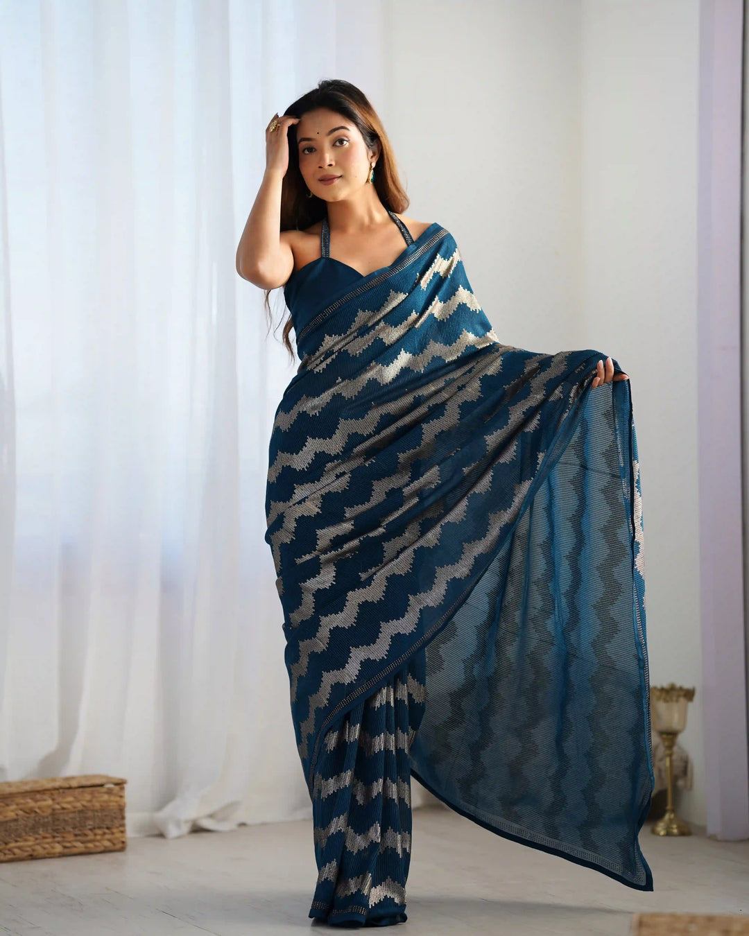 Stylish Georgette Saree | Mono Banglori Blouse Embroidered Border