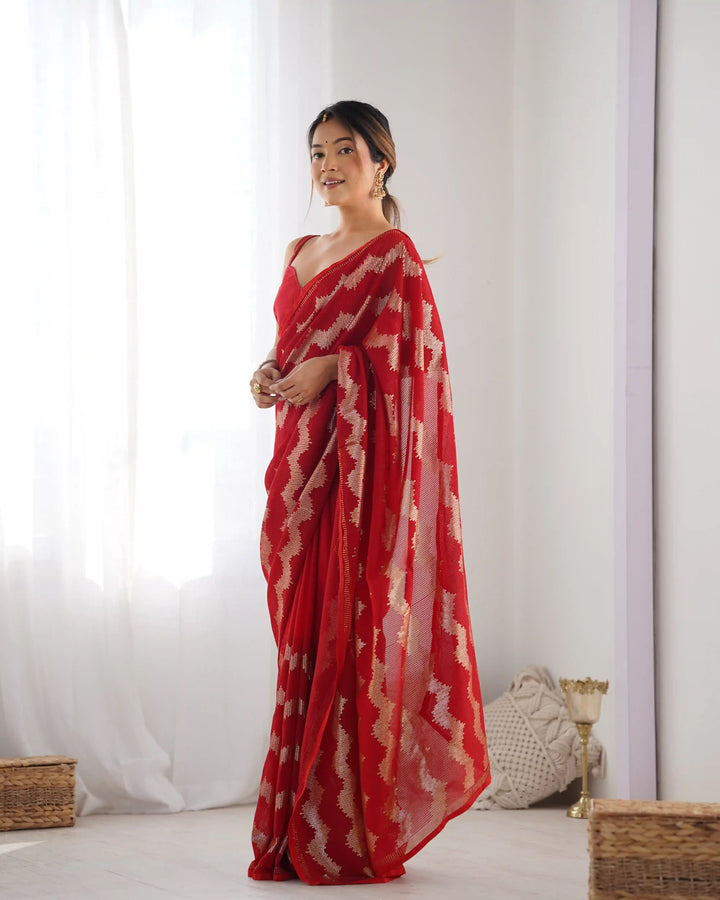 Stylish Georgette Saree | Mono Banglori Blouse Embroidered Border