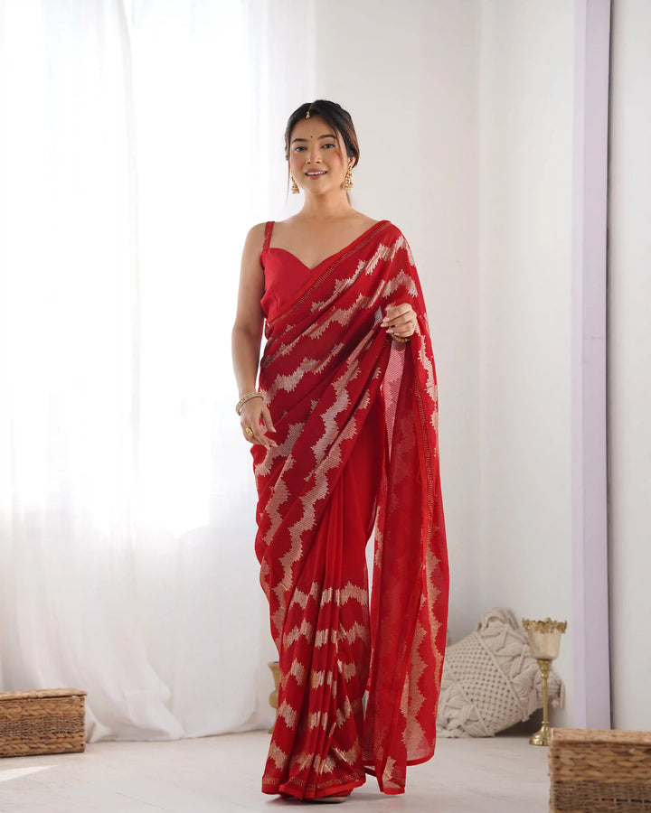 Stylish Georgette Saree | Mono Banglori Blouse Embroidered Border
