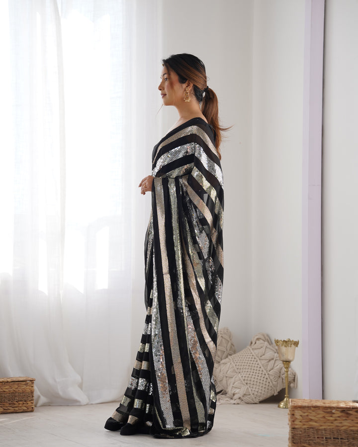 Trendy Georgette Saree | Elegant Party Look with Embroidery & Blouse