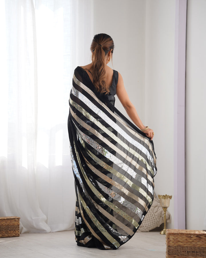 Trendy Georgette Saree | Elegant Party Look with Embroidery & Blouse