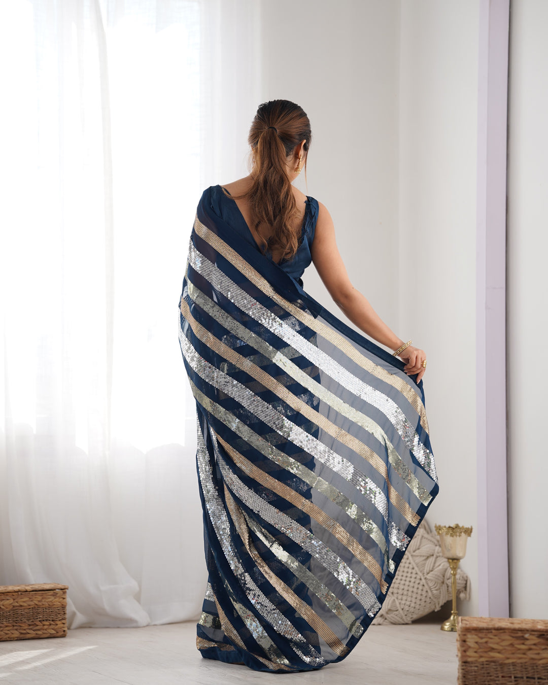Trendy Georgette Saree | Elegant Party Look with Embroidery & Blouse