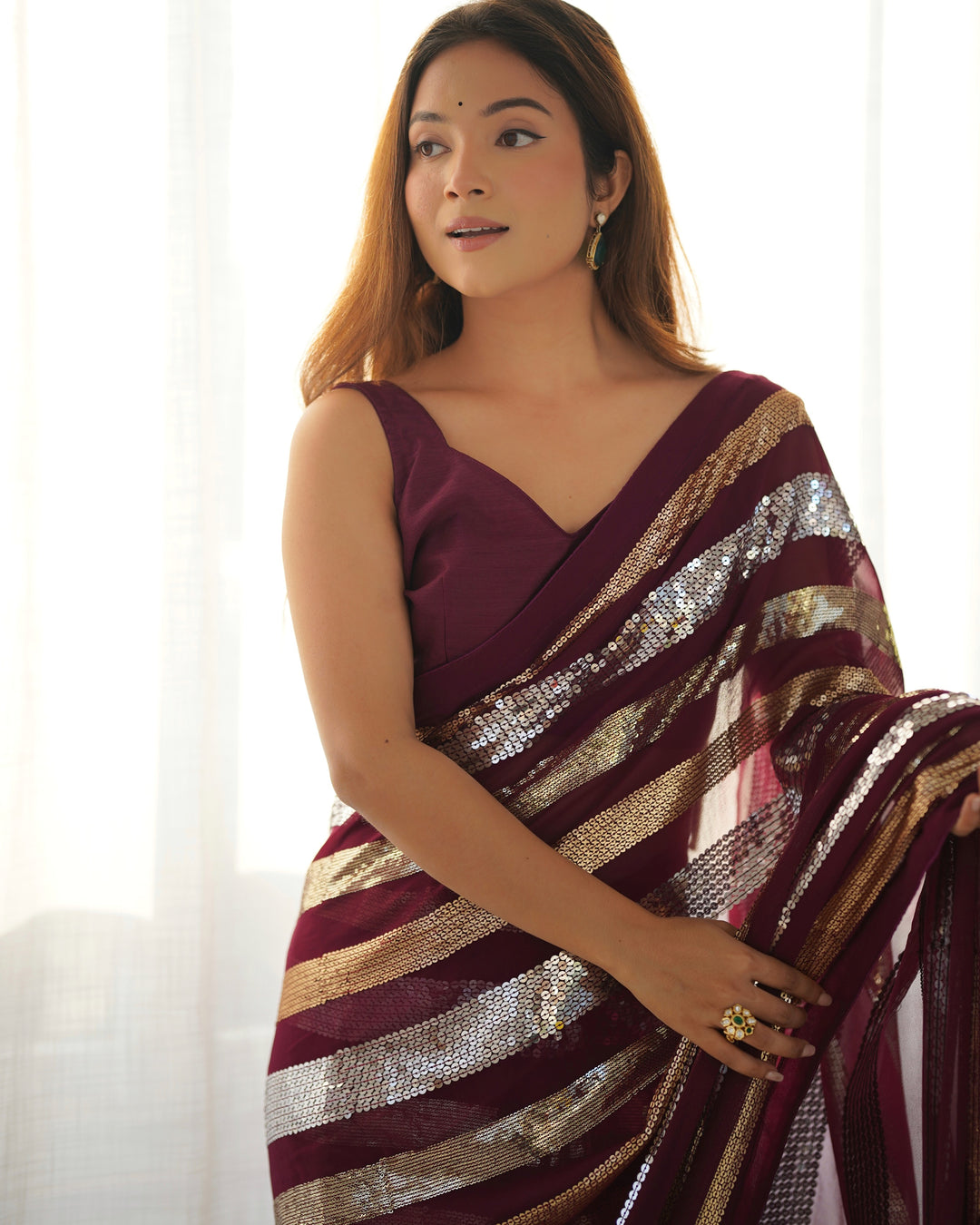 Trendy Georgette Saree | Elegant Party Look with Embroidery & Blouse