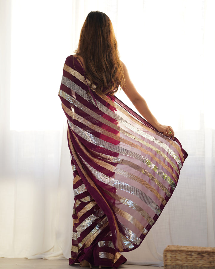 Trendy Georgette Saree | Elegant Party Look with Embroidery & Blouse