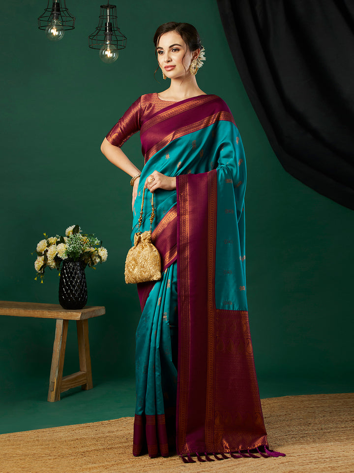 Fashionable Banarasi Silk Saree | Party Wear with Wevon Jari Blouse