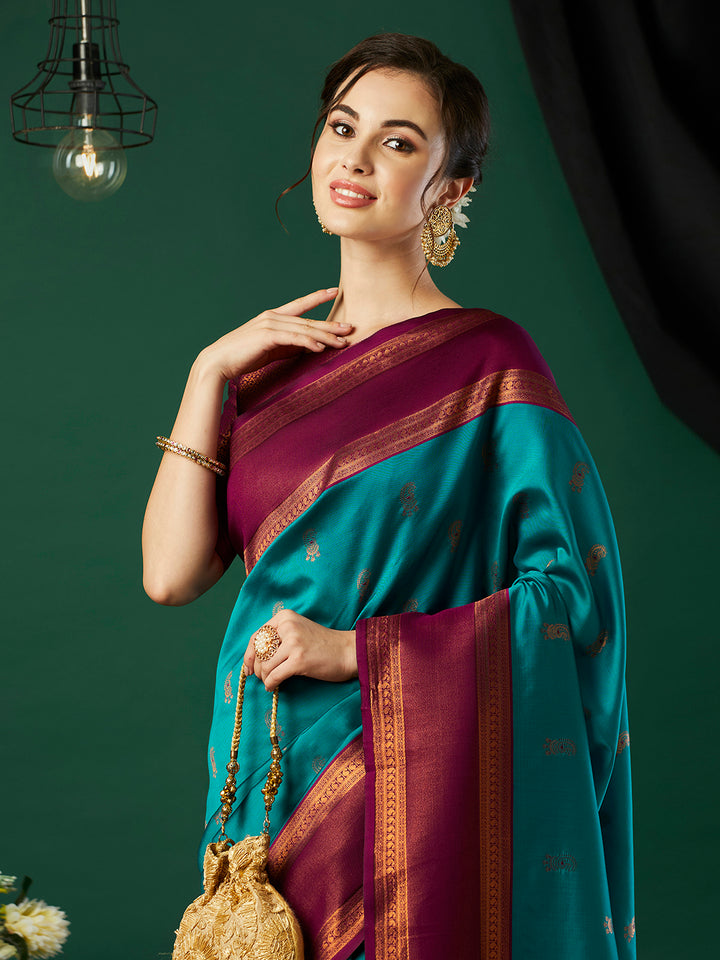 Fashionable Banarasi Silk Saree | Party Wear with Wevon Jari Blouse