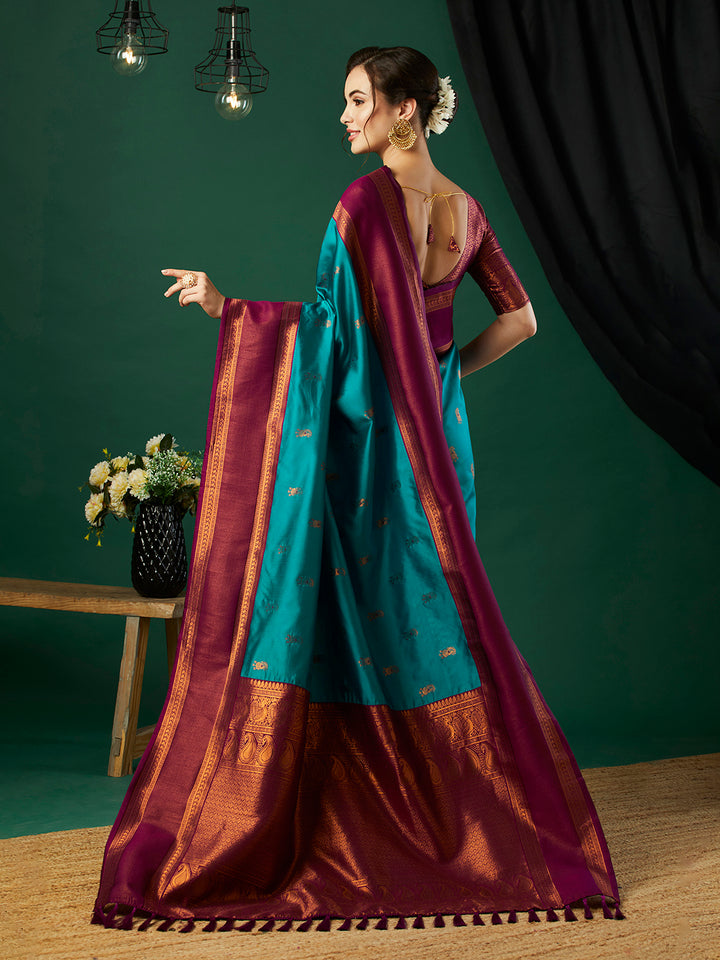 Fashionable Banarasi Silk Saree | Party Wear with Wevon Jari Blouse