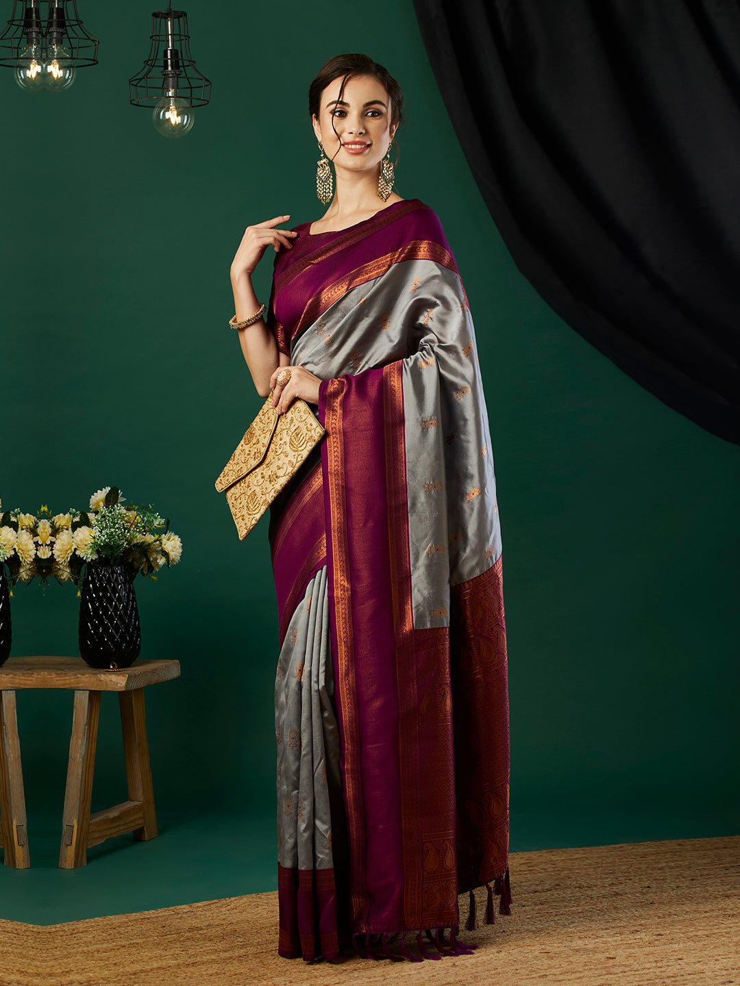 Fashionable Banarasi Silk Saree | Party Wear with Wevon Jari Blouse