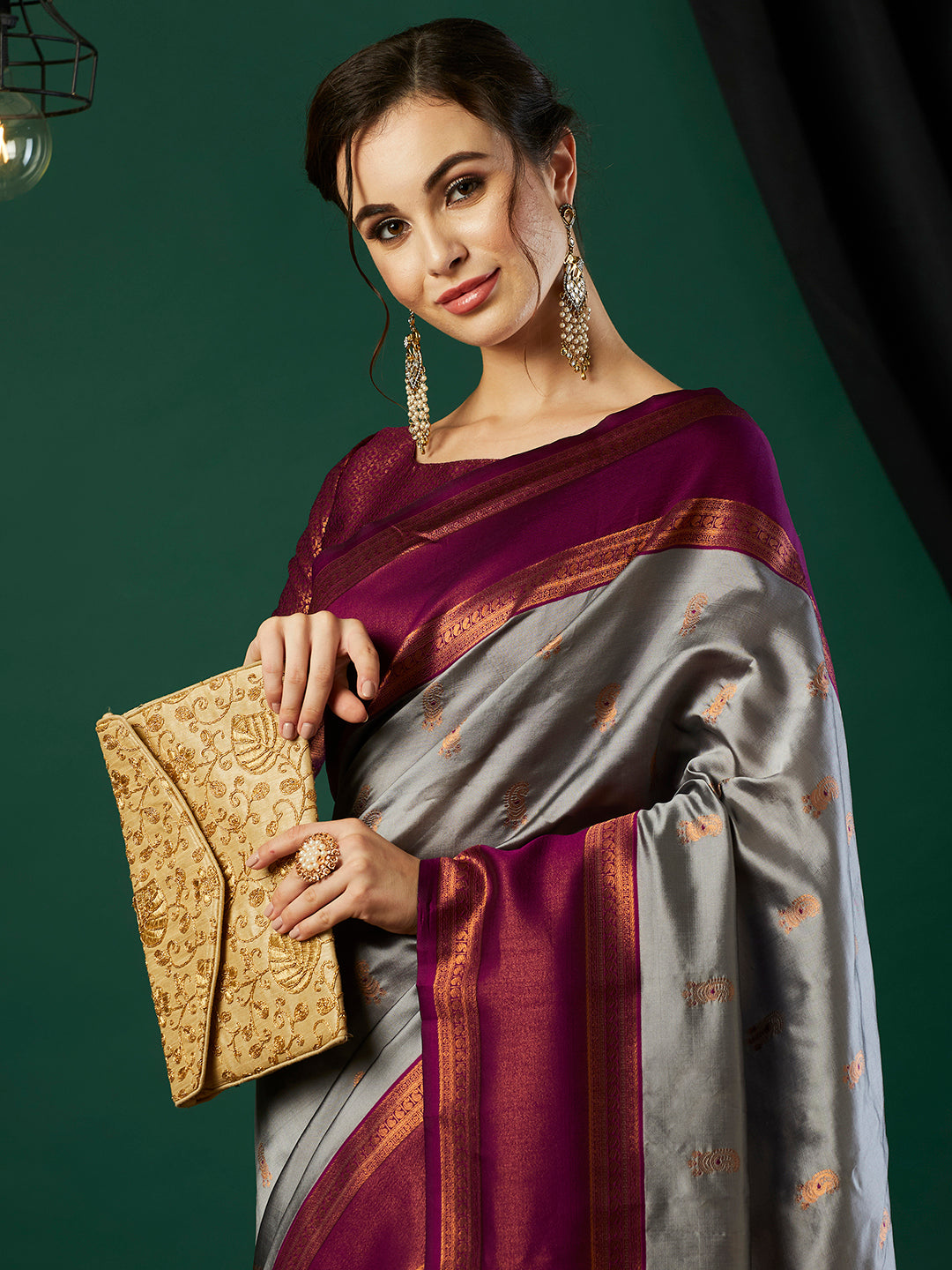 Fashionable Banarasi Silk Saree | Party Wear with Wevon Jari Blouse