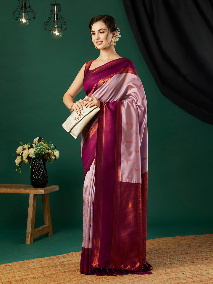 Fashionable Banarasi Silk Saree | Party Wear with Wevon Jari Blouse