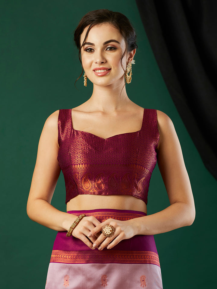 Fashionable Banarasi Silk Saree | Party Wear with Wevon Jari Blouse