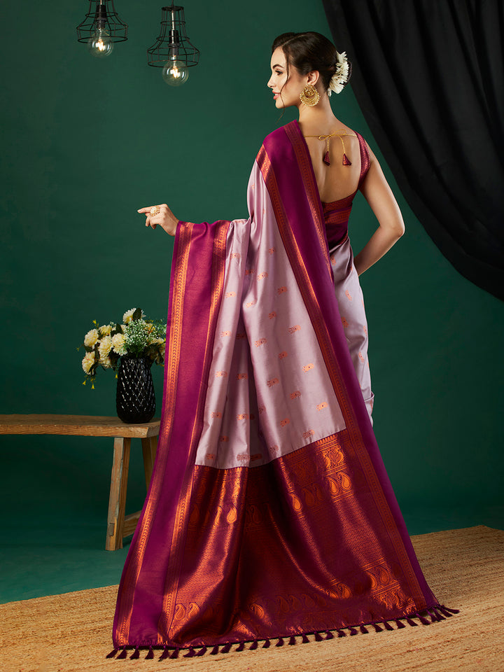 Fashionable Banarasi Silk Saree | Party Wear with Wevon Jari Blouse