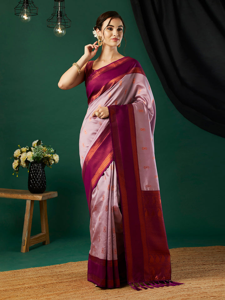 Fashionable Banarasi Silk Saree | Party Wear with Wevon Jari Blouse