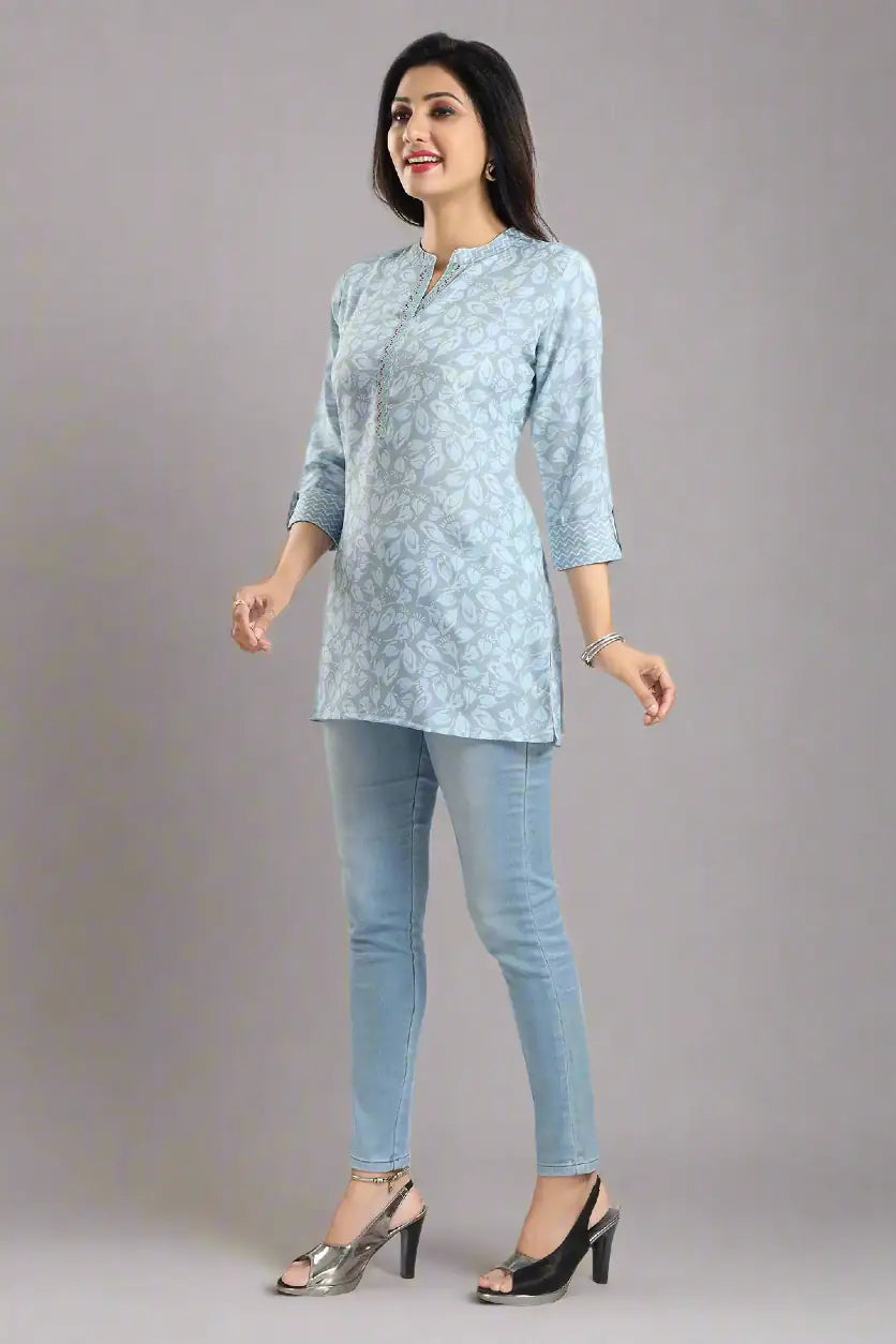 Stylish Rayon Short Kurti | Designer Print Party & Casual Wear