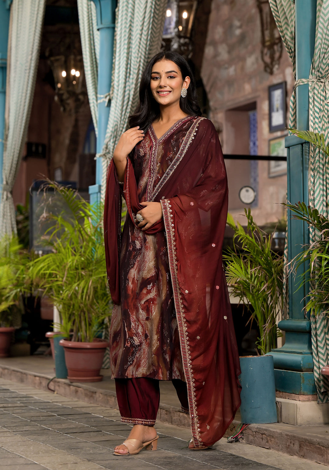 Royal Silk Ensemble | Mesmerizing Print & Embroidery Accents