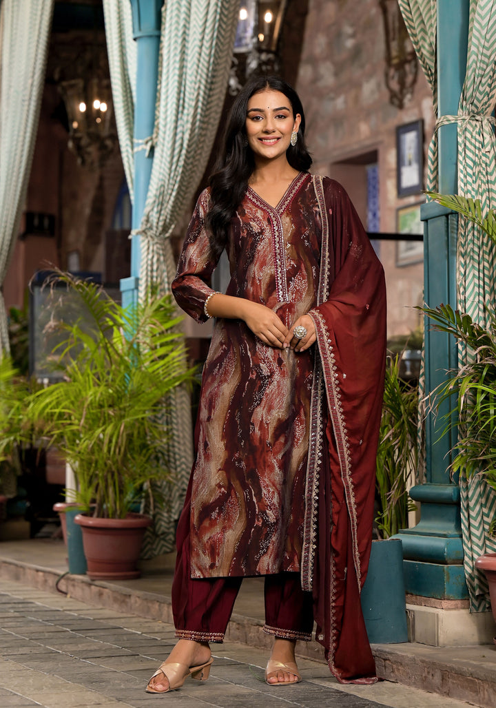 Royal Silk Ensemble | Mesmerizing Print & Embroidery Accents