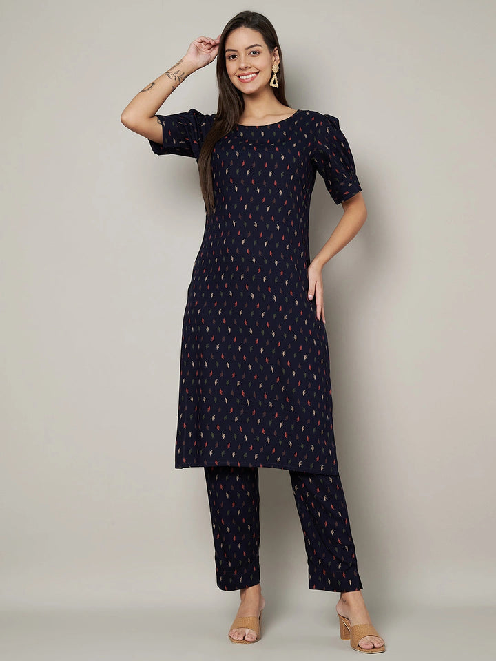 Stylish Viscose Rayon Kurti Set | Designer Printed Kurti with Matching Bottom