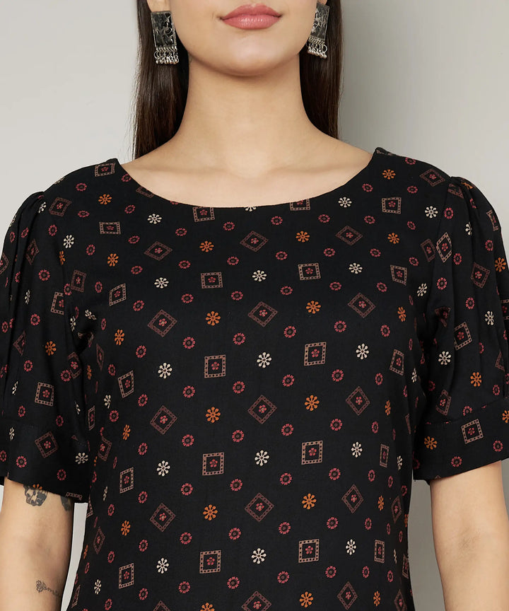 Stylish Black Readymade Kurti Set | Soft Viscose Rayon Fabric Ethnic Wear