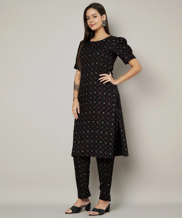 Stylish Black Readymade Kurti Set | Soft Viscose Rayon Fabric Ethnic Wear