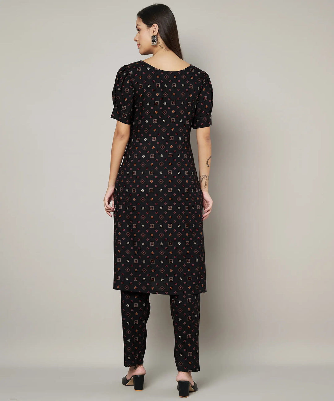 Stylish Black Readymade Kurti Set | Soft Viscose Rayon Fabric Ethnic Wear