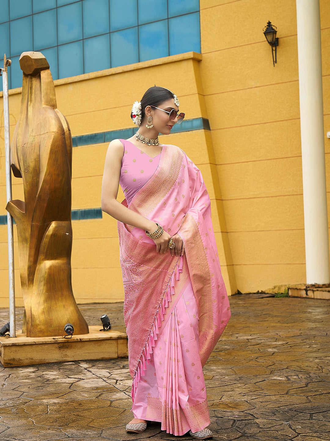 Nylon Banarasi Saree | Wevon Jacquard Design Party & Wedding Wear