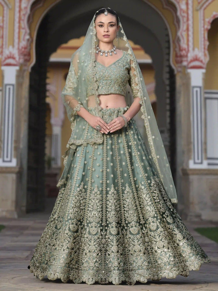 Elegant Butterfly Net Lehenga | Sequin & Diamond Work for a Regal Look