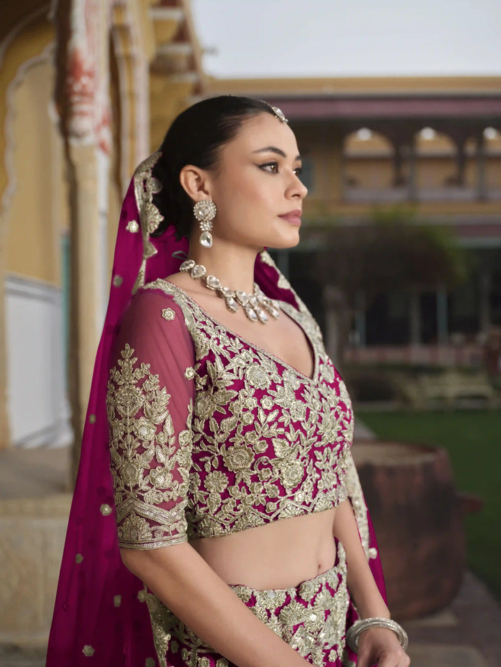 Elegant Butterfly Net Lehenga | Sequin & Diamond Work for a Regal Look