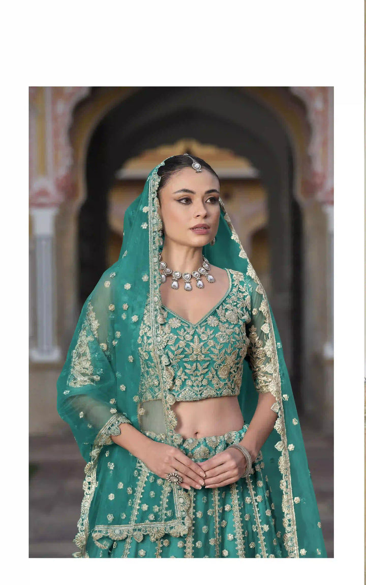 Elegant Butterfly Net Lehenga | Sequin & Diamond Work for a Regal Look