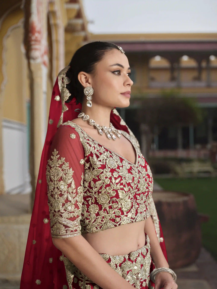 Elegant Butterfly Net Lehenga | Sequin & Diamond Work for a Regal Look