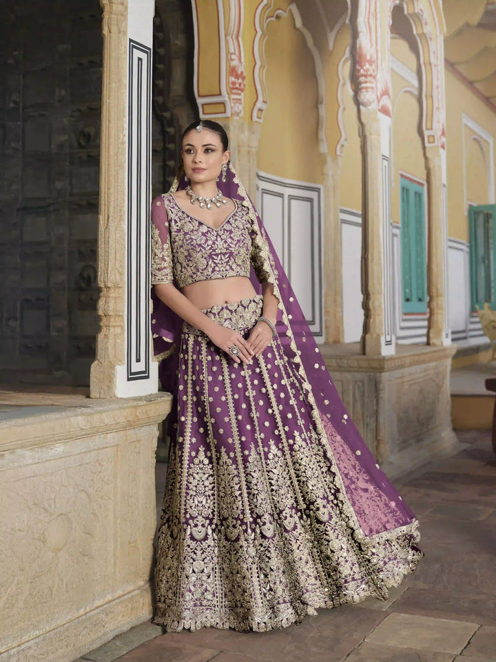 Elegant Butterfly Net Lehenga | Sequin & Diamond Work for a Regal Look