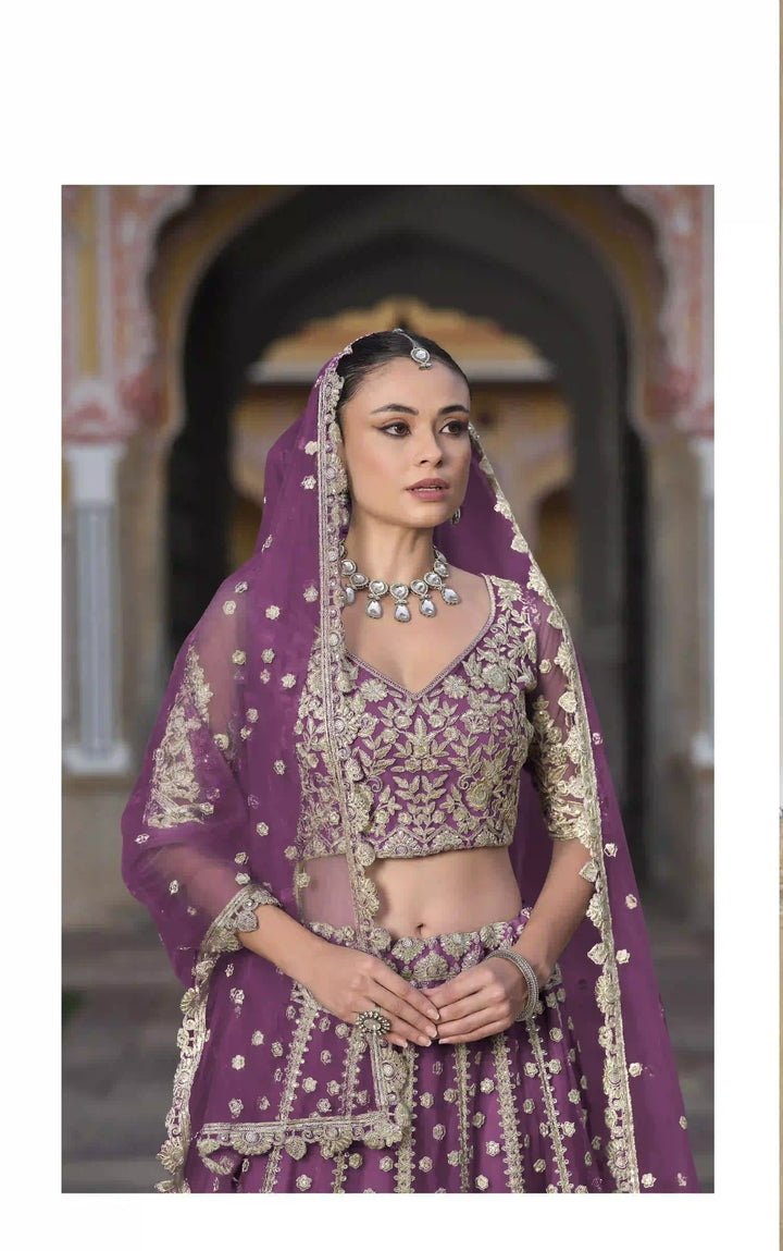 Elegant Butterfly Net Lehenga | Sequin & Diamond Work for a Regal Look