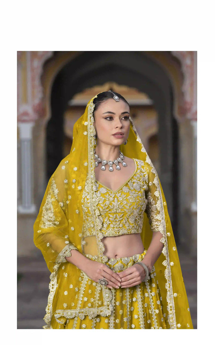 Elegant Butterfly Net Lehenga | Sequin & Diamond Work for a Regal Look