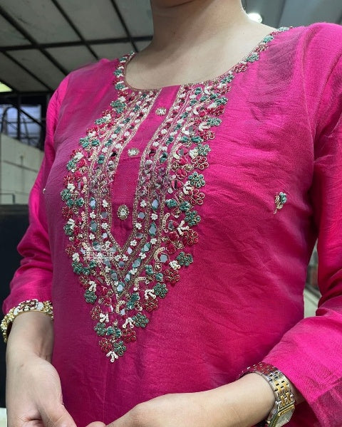Exquisite Designer Suit | Viscose Chanderi & Organza Dupatta For Any Occasion