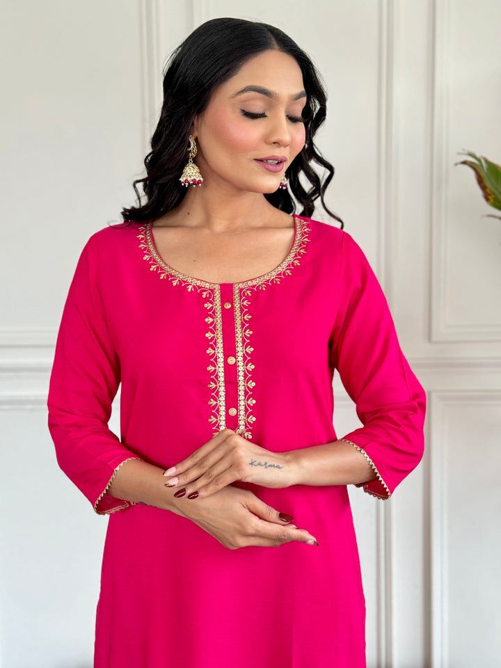 Gajri Color Readymade Suit | Stunning Jacquard Silk Dupatta