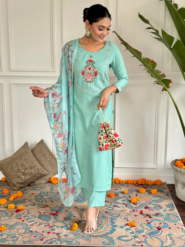 Exclusive Designer Suit | Rayon with Embroidered Silk Dupatta