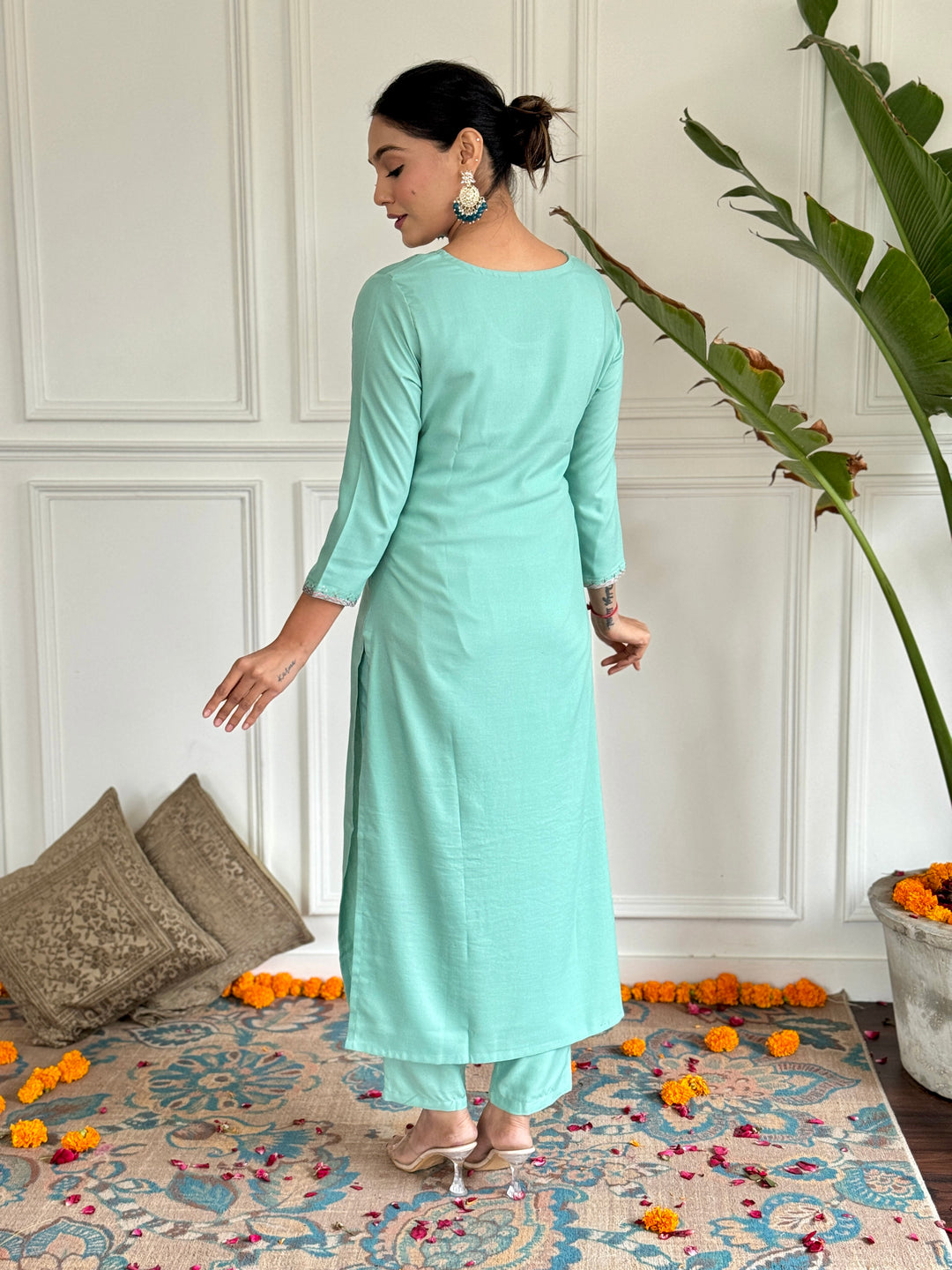 Exclusive Designer Suit | Rayon with Embroidered Silk Dupatta